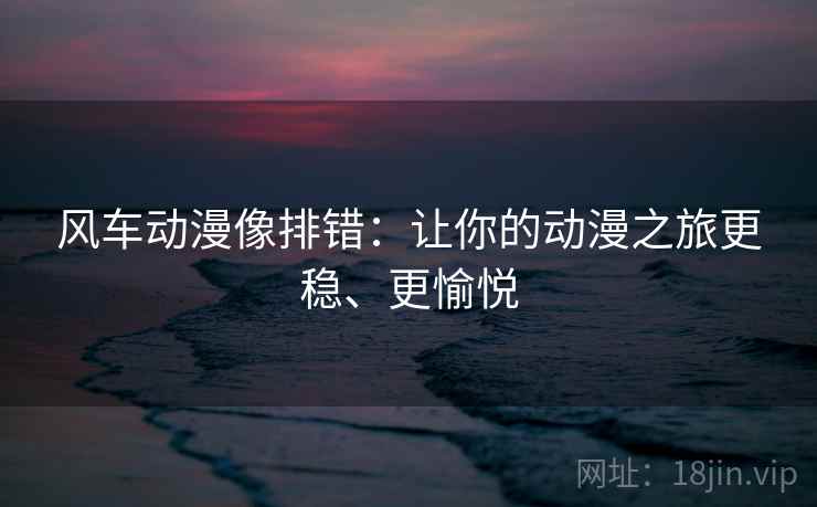 风车动漫像排错：让你的动漫之旅更稳、更愉悦