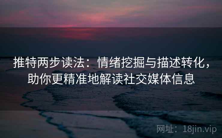 推特两步读法：情绪挖掘与描述转化，助你更精准地解读社交媒体信息